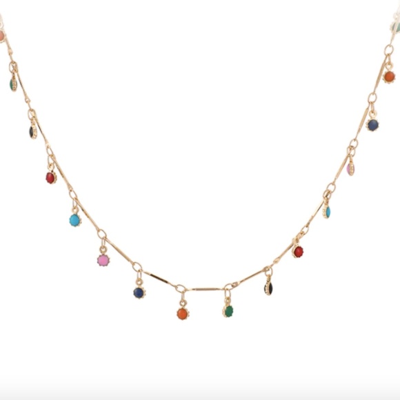 Colorful Sun Beads Gold Choker Rainbow Necklace - Picture 9 of 9